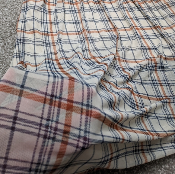 AUW sheer lined cream and rust plaid fit and flare midi dress - Picture 4 of 16